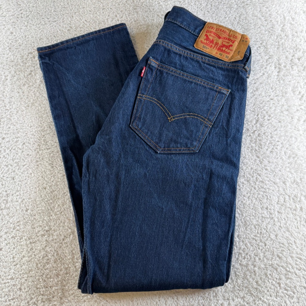 Levis 501 Original Fit Jeans Mens 32x32 Blue Excellent Straight Leg Button Fly
